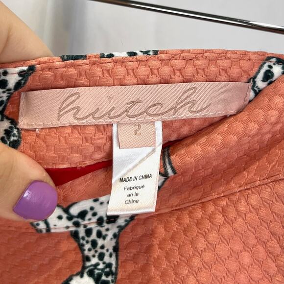 HUTCH Anthropologie Sporty Dalmation Skirt Full A-Line Orange Red Size 2 - Picture 3 of 11